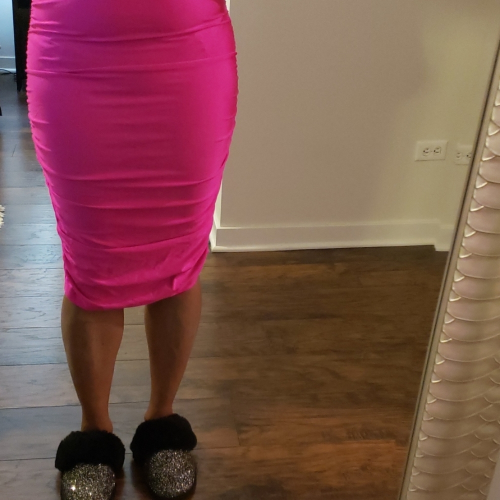 Neon pink skirt